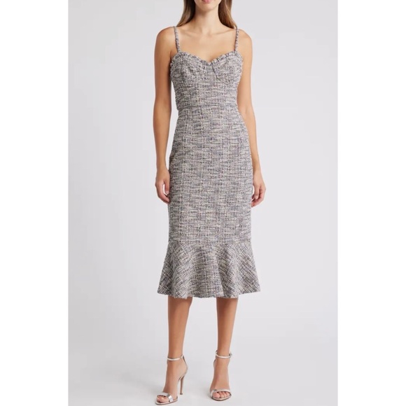Hutch Ruffle Tweed Midi Dress NEW - Picture 1 of 6